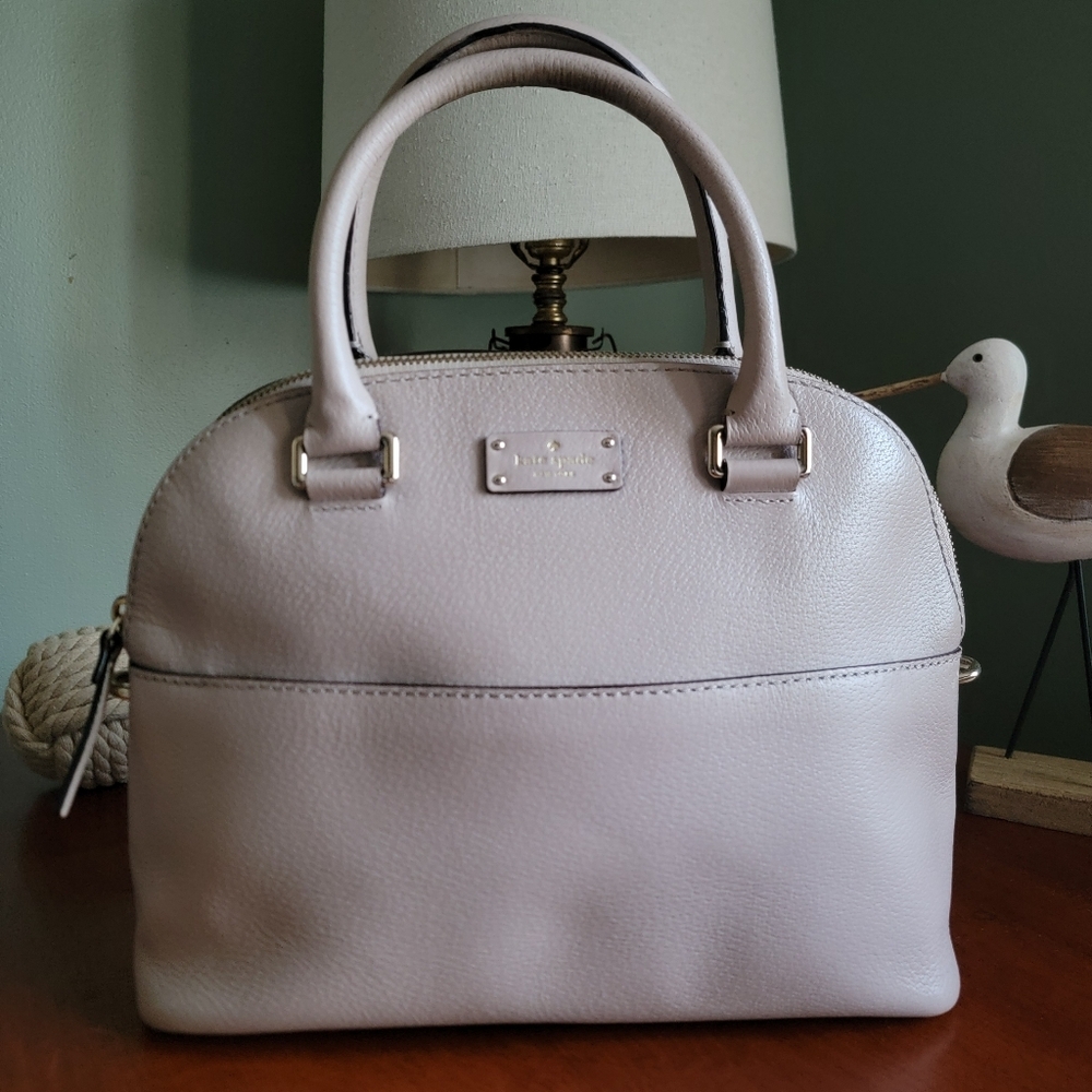 Kate Spade Grove Street Carli Pebbled Leather Dome Satchel Taupe Beige